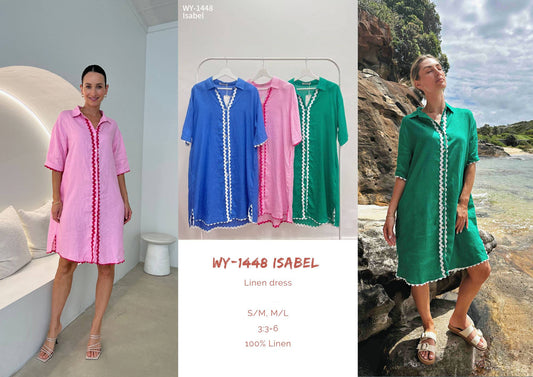 WY-1448/ -Isabel button through linen dress
