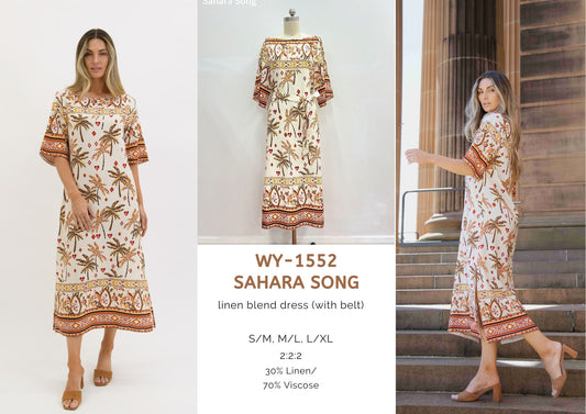 WY-1552 Sahara song linen blend dress