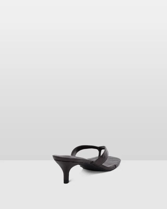 TRIANA THONG HEEL - BLACK CROC