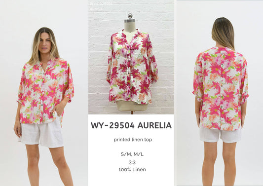WY-29504 Aurelia printed linen top