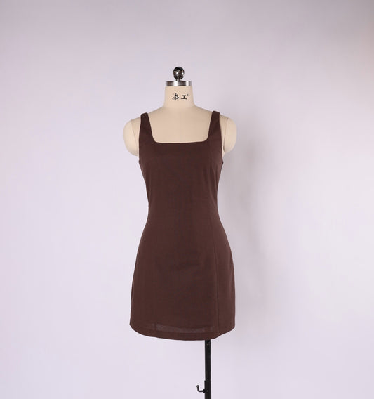 VK00005 Linen Cotton Blended Mini Dress