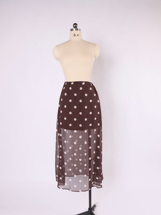 VK00003 Chiffon Midi Skirt - Chocolate