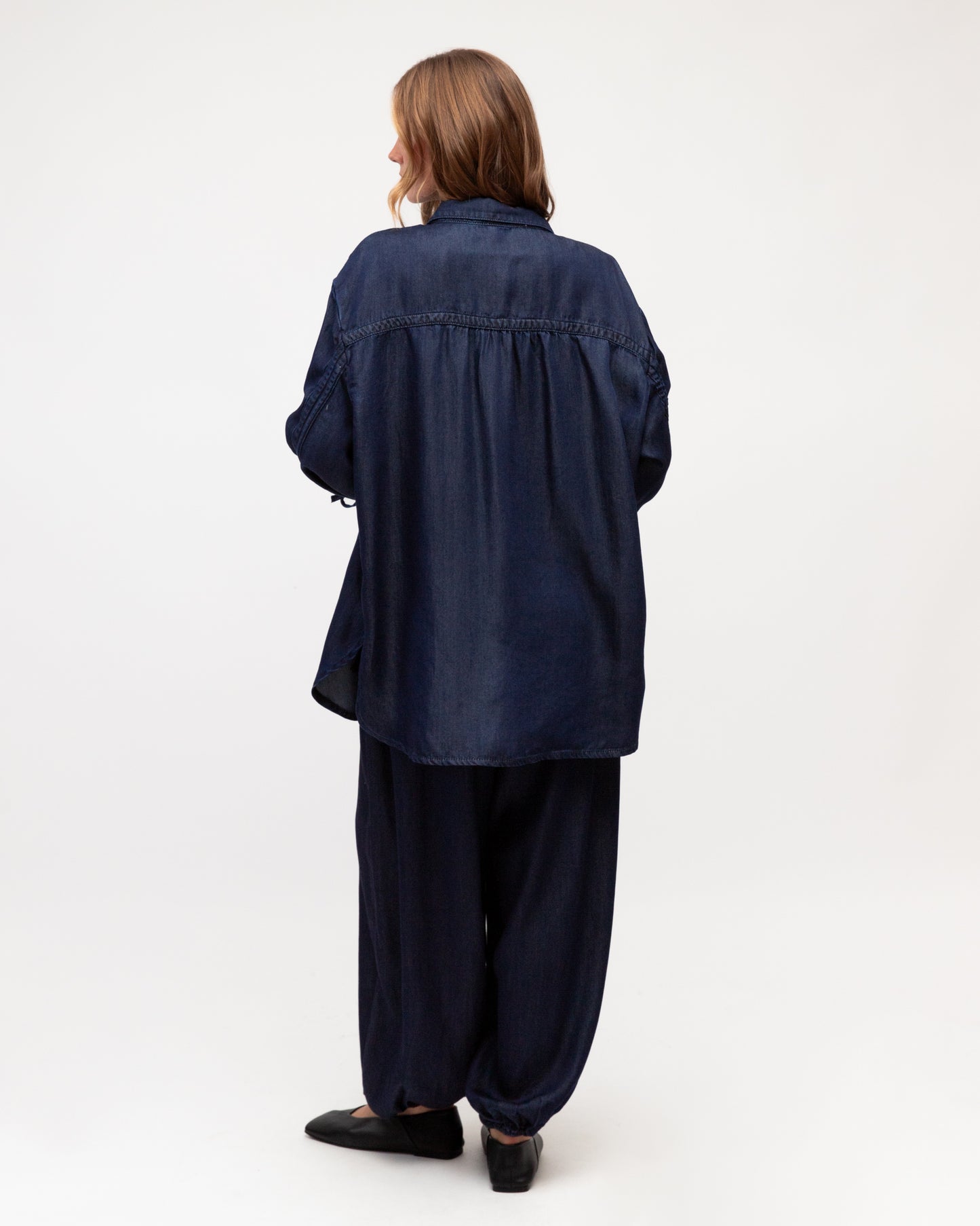 LOL71196/O GATHERED SLEEVE SHIRT