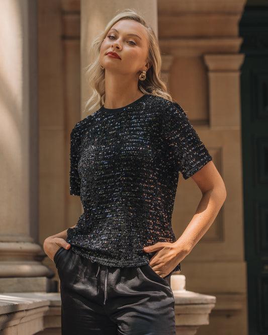 PH13229/O - SARA BOXY SEQUIN TOP