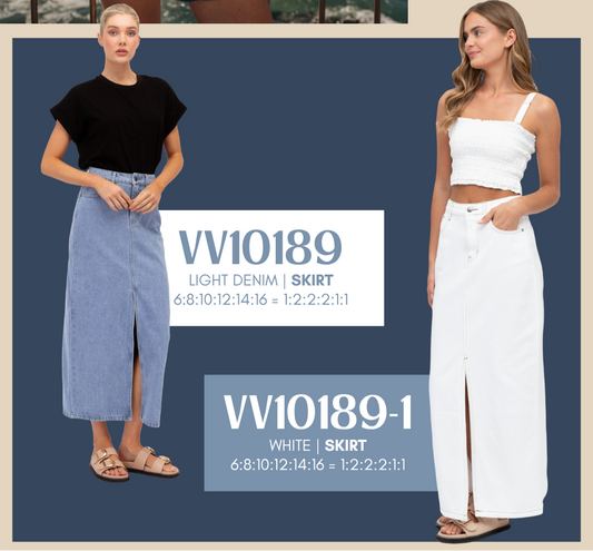 VV10189-1 - white denim skirt