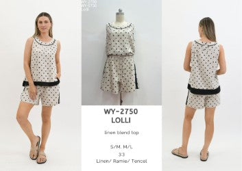 WY-0750 Lolli black dot linen blend shorts