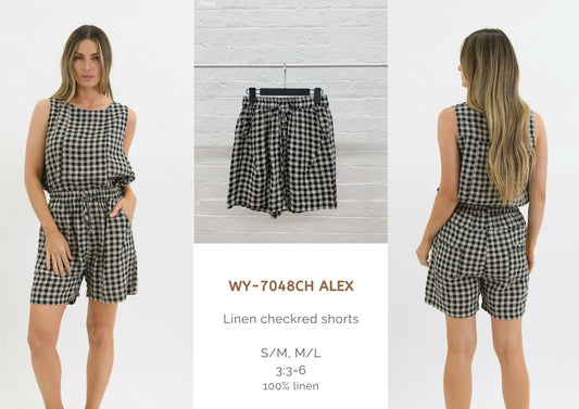 WY-7048CH/O Alex button detailed linen shorts