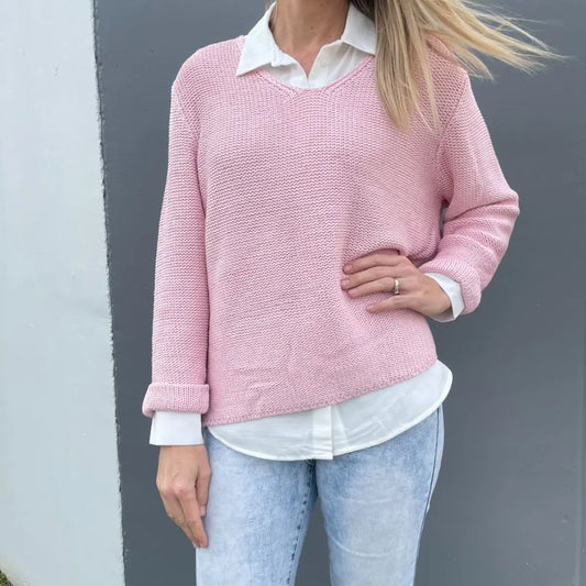 Love Lola "Helena" Knit - 2531 - Mocha, Mustard, Pink & Navy