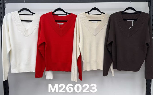 M26023/O V NECK KNIT JUMPER