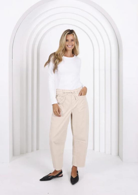 LEO BARREL CORDUROY-PDN87MJ - STONE