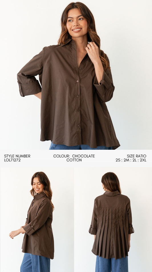 LOL71272/O - PLEATED BACK BOXY SHIRT