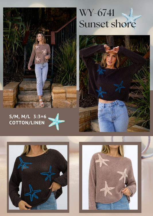 WY-6741 Sunset shore cotton/linen knit
