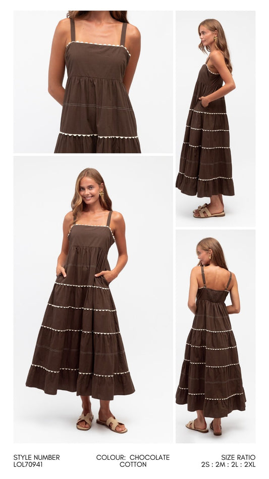 LOL70941/O TIERED CONTRAST TEIM MAXI