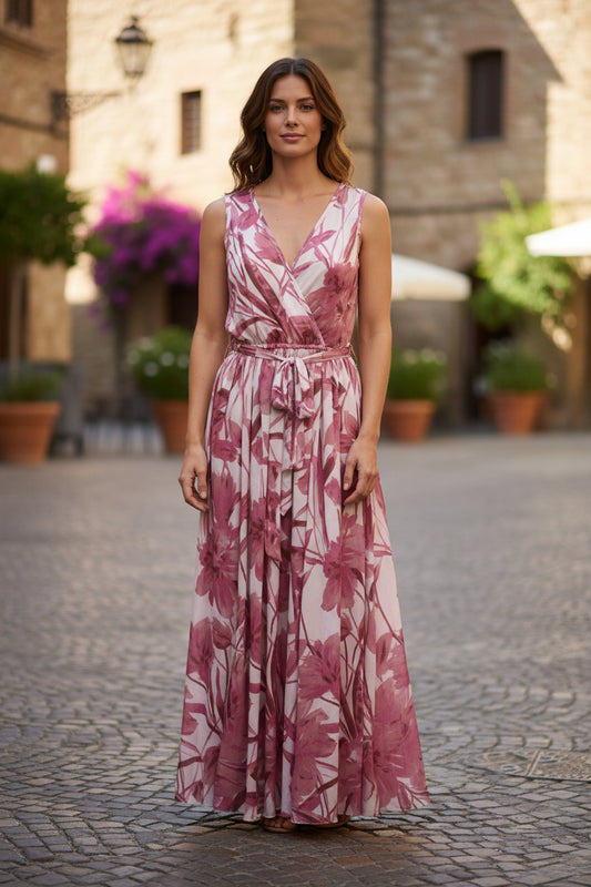 Q026-6J Floral Wrap Dress 