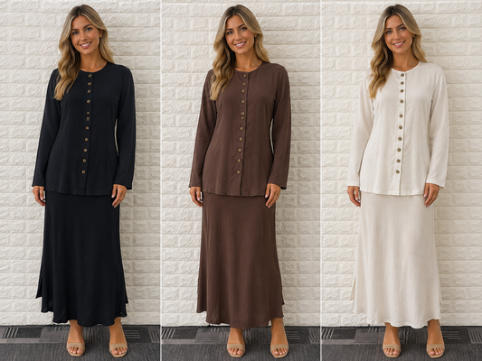 61082A & 61082B /O LONG SLEEVE AND SKIRT SET