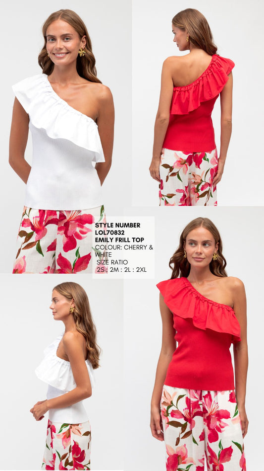 LOL70832/O BOTANIC PLAIN ONE SHOULDER TOP