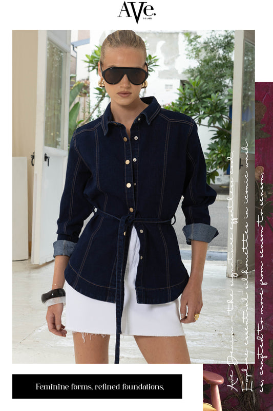 ALP1328/O INDIGO PEPLUM DENIM JACKET