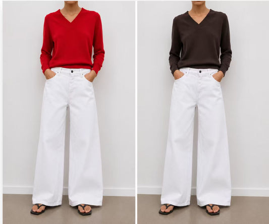 M26023/O V NECK KNIT JUMPER