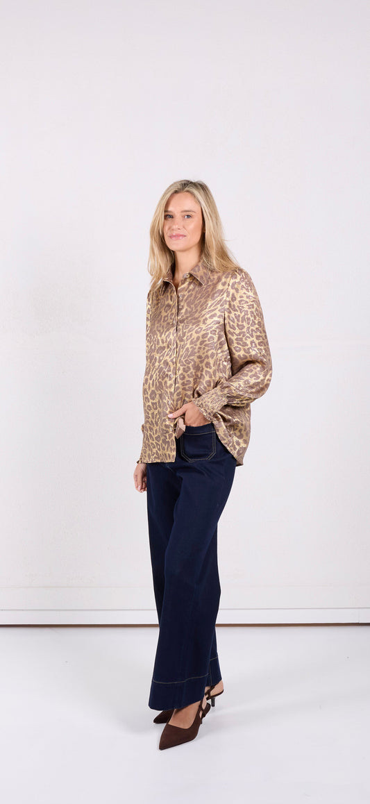 Leopard Printed shirt/O S27T20MJ - SILVER & GOLD LEOPARD