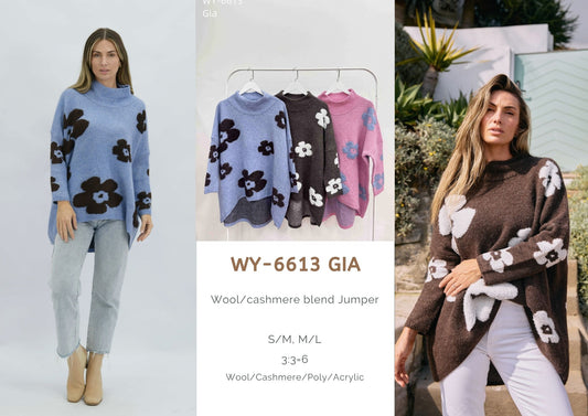 WY-6613 GIA FLOWER KNIT