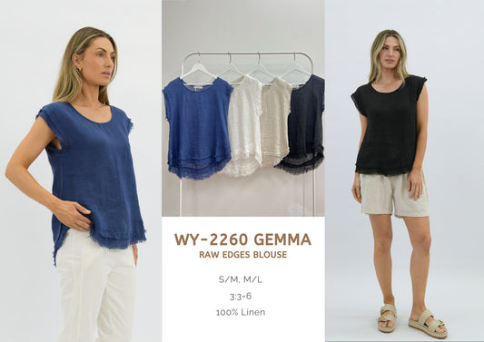 WY-2260A/O Gemma linen singlet top