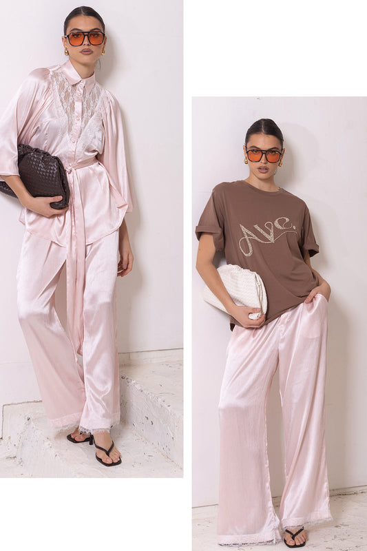 LPE849/H WHITE & BROWN BEADED TEE