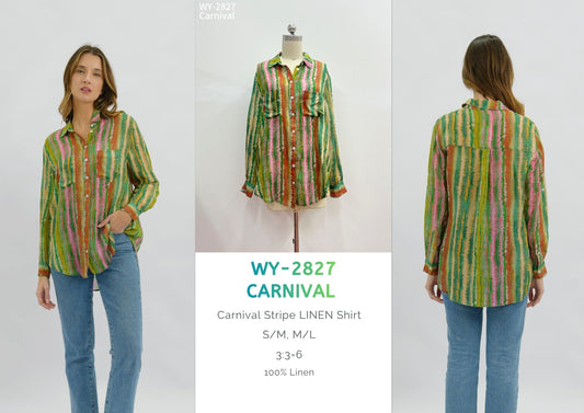 WY-2827/O Carnival Stripe LINEN Shirt