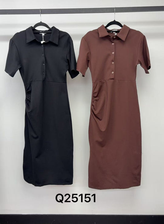 Q25151 -  BUTTON COLLAR DRESS