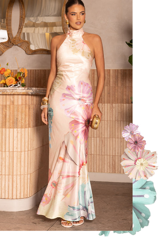 SHLP063 /O HIGH NECK MAXI DRESS - ATELIER DES FLEURS