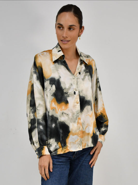 LX2501J Satin Long Sleeve Blouse