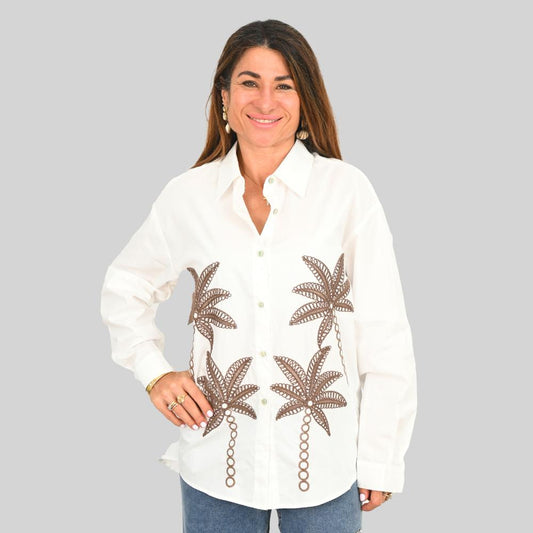 "Hannah" Chocolate Palm with Embroidery 2524