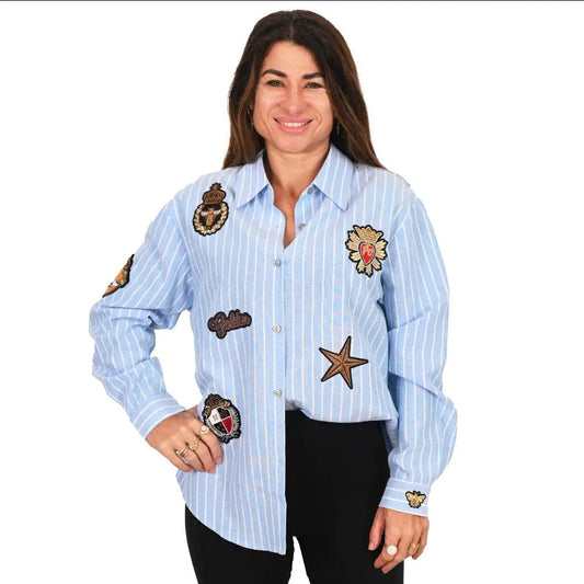 Crowned Bee " Julia " white & stripe 2532