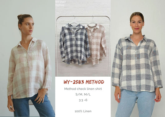 WY-2583/O METHOD CHECK LINEN SHIRT