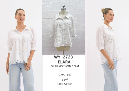 WY-2723 - Elara embroidery cotton shirt