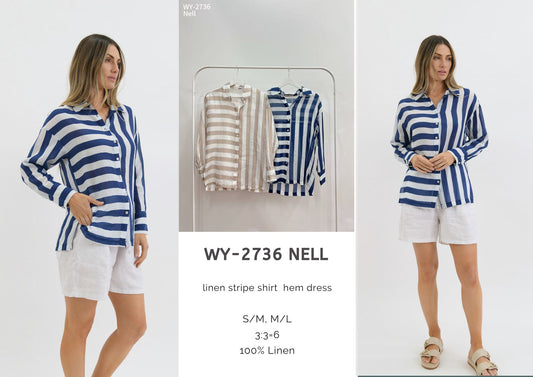 WY-2736/O NELL LINEN STRIPE SHIRT