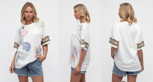 PHE12918/O BY THE SEA TEE