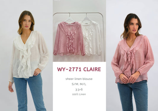 WY-2771/O Claire sheer linen blouse