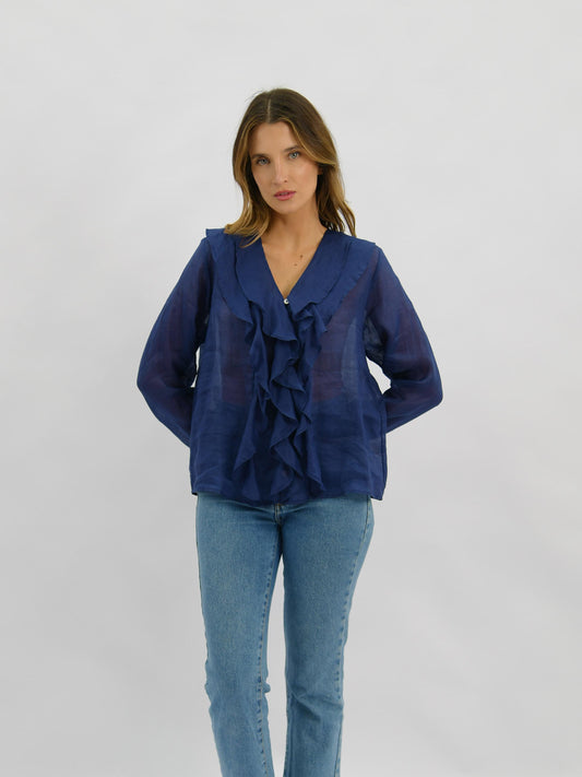 WY-2771/O Claire sheer linen blouse