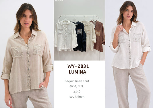 WY-2831/O Lumina Sequin Linen Shirt