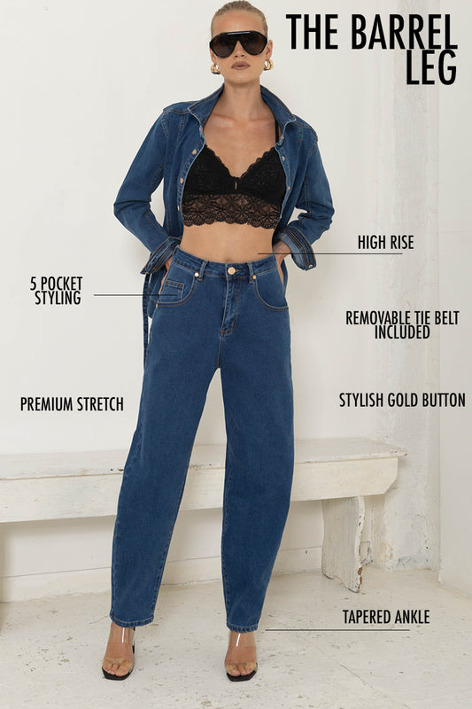 ALP1326/O AIRFORCE DARK WASH DENIM BARREL JEAN