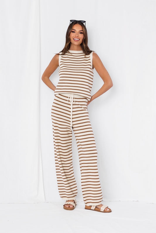 LW460 - CAPRICE STRIPE KNIT PANT & TOP SET