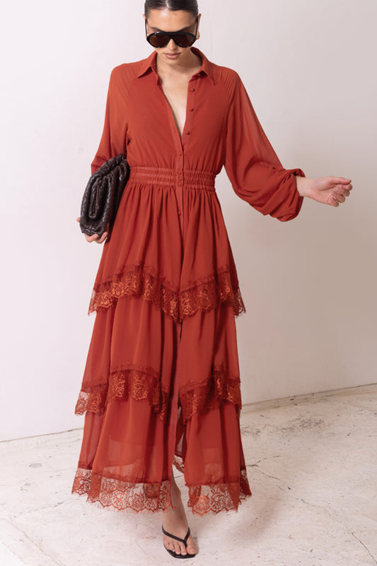 LPE881/O RUST MAXI DRESS