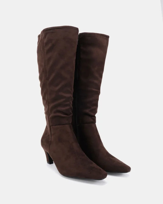Bergen BOOTS - Chocolate & Black SUEDE BLK PLEATHER