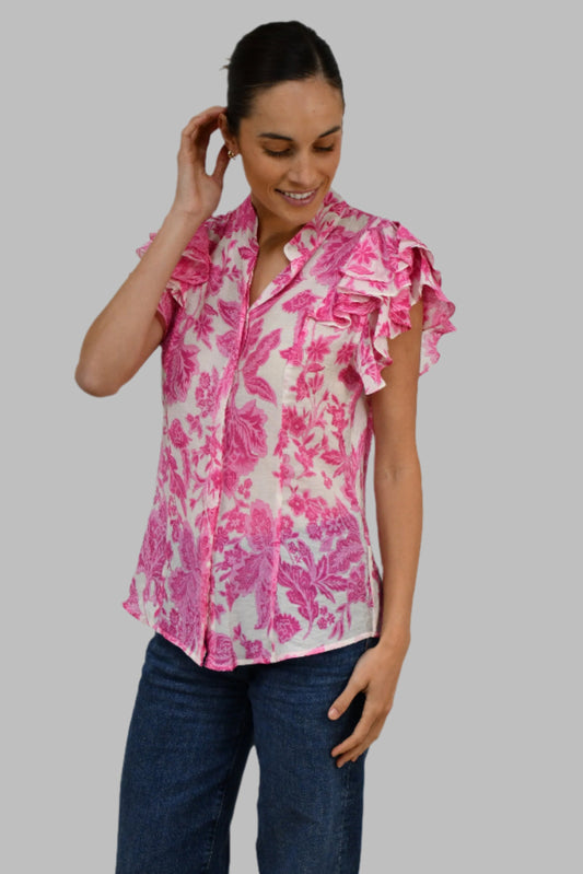 XW20707-10J TOP -  Lightweight Floral Top