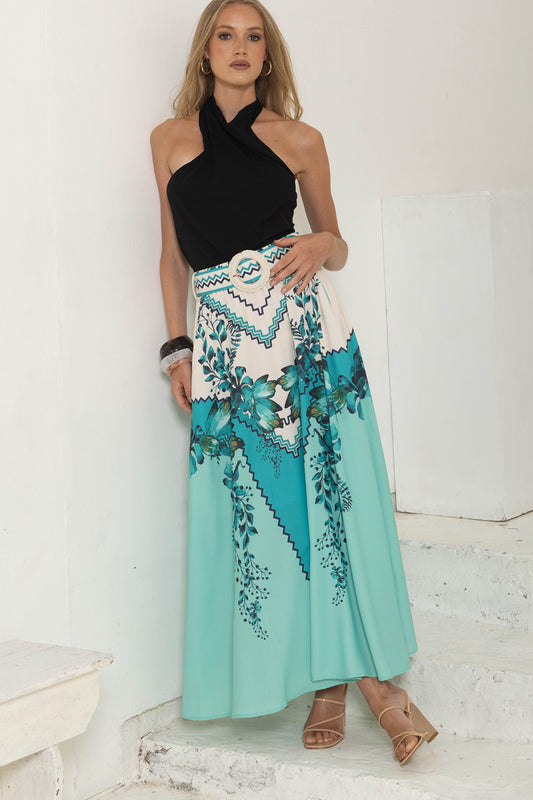 LPE822/O SAGE GREEN MAXI SKIRT