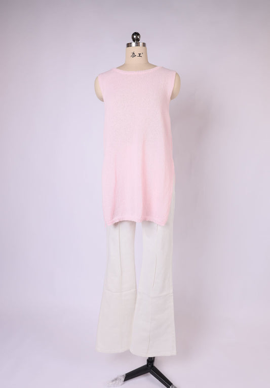 VW21302A/O KNIT TANK - BABY PINK & CHOCOLATE