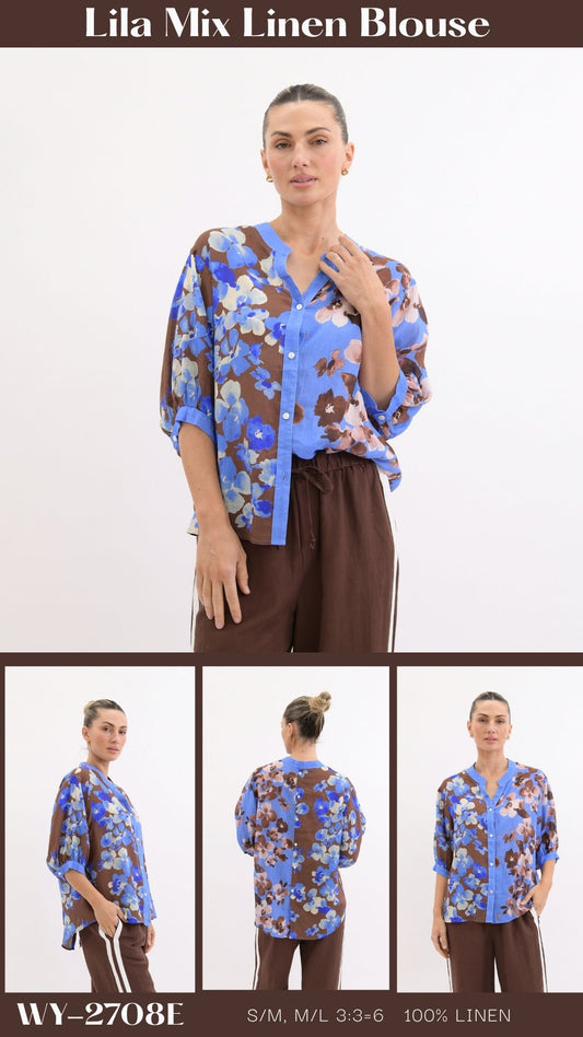WY-2708E - Lila Mix Linen Blouse