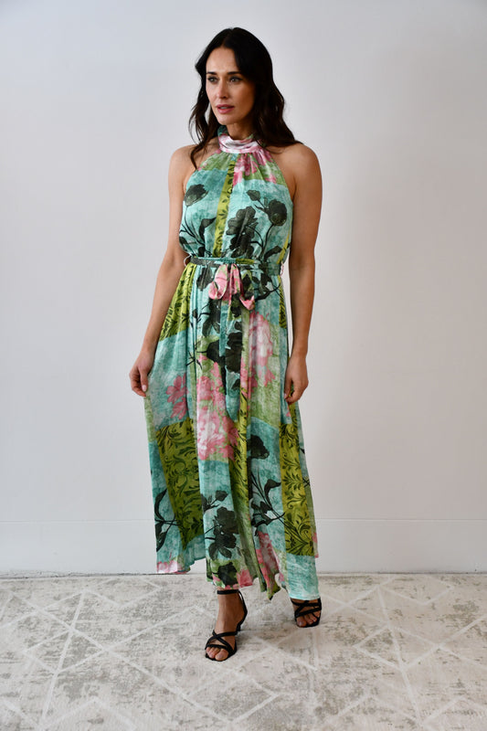 LX2543J - Halter Neck Midi Dress