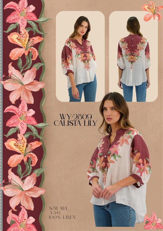 WY-2809/O Calista Lily Linen Shirt