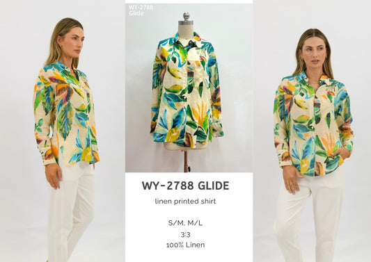 WY-2788/O - Glide linen printed shirt